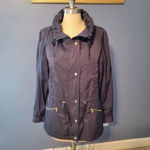 LOFT - Navy rain jacket with gold detail